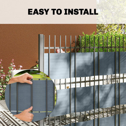 4-Pack Garden Privacy Screen — 35 m x 19 cm (115 ft x 7.5 in), Waterproof & UV-Resistant Windbreak with Clips, Gray