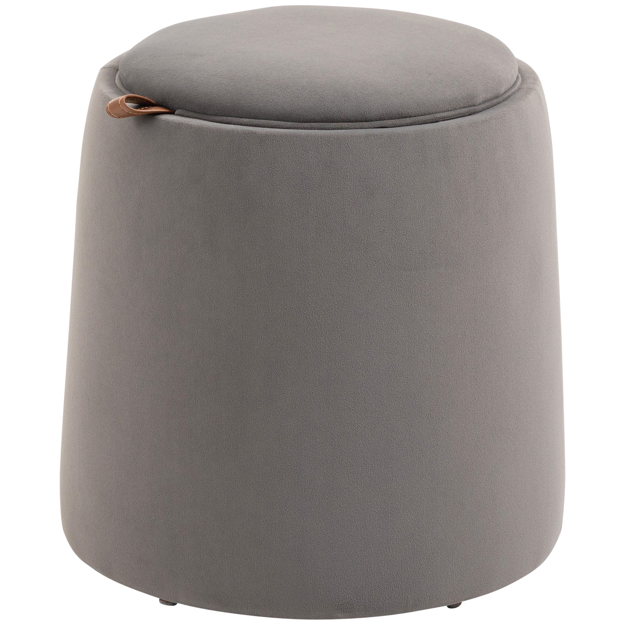 Storage Ottoman 2-in-1 Footstool with Lid, Round Velvet Ottoman Footrest Stool with Storage for Living Room Bedroom Ø44 x 47.5 cm Dark Gray