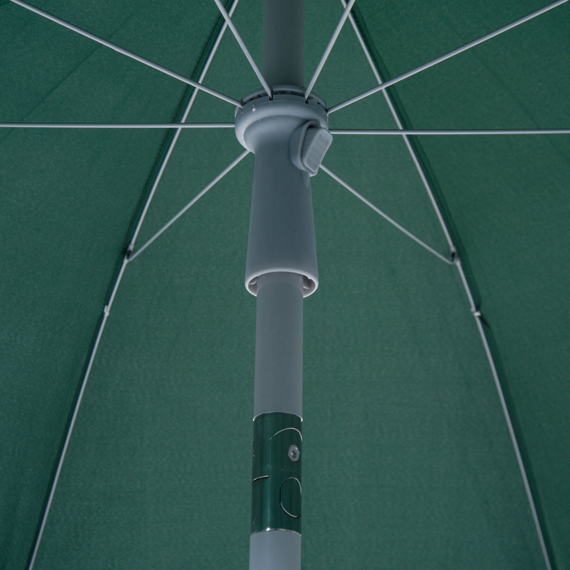 Beach Umbrella Ø202 cm Diameter with Tilted Roof Detachable Post and Spike for Garden Green