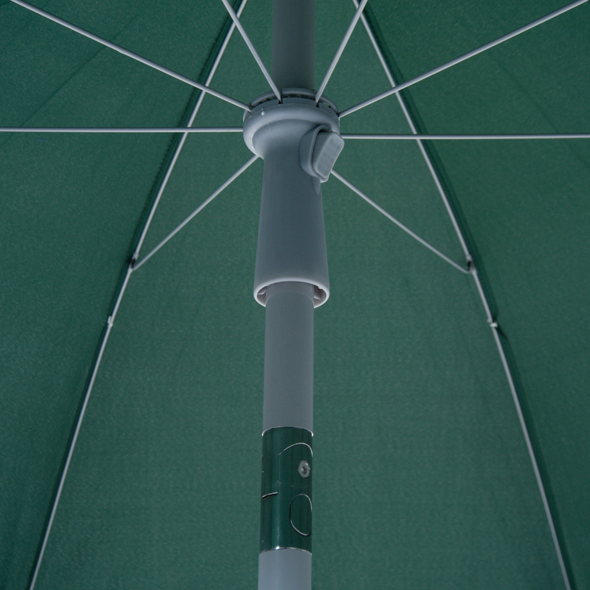 Beach Umbrella Ø202 cm Diameter with Tilted Roof Detachable Post and Spike for Garden Green
