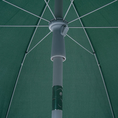 Beach Umbrella Ø202 cm Diameter with Tilted Roof Detachable Post and Spike for Garden Green