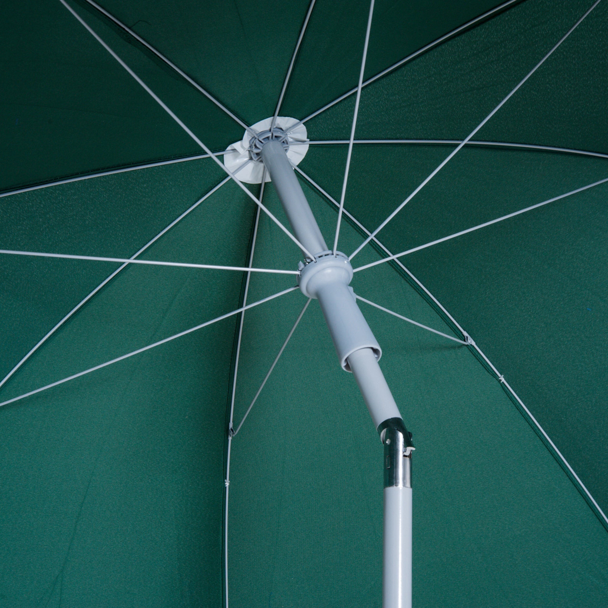 Beach Umbrella Ø202 cm Diameter with Tilted Roof Detachable Post and Spike for Garden Green