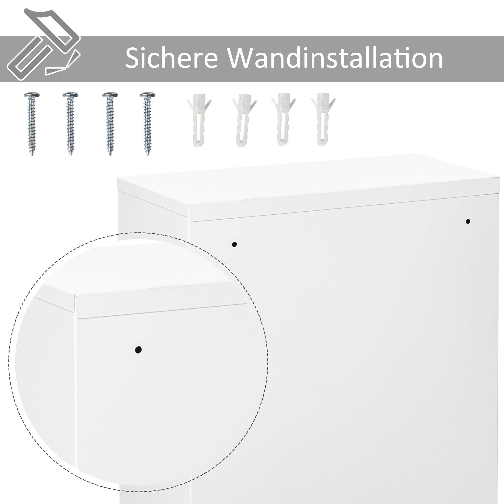 Medicine Cabinet Medicine Cabinet for Medication Storage, Lockable Medicine Cabinet Metal with 3 Compartments First Aid Cabinet, 40 x 18 x 60 cm, White