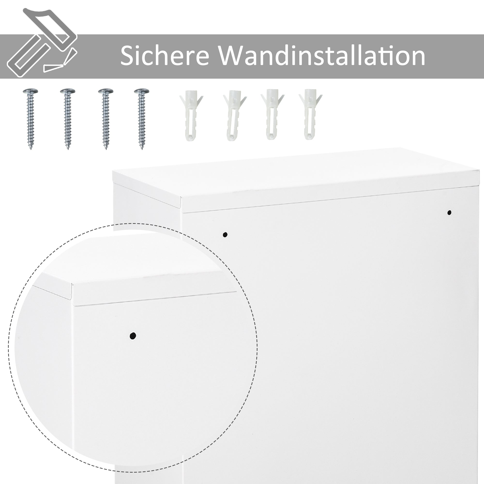 Medicine Cabinet Medicine Cabinet for Medication Storage, Lockable Medicine Cabinet Metal with 3 Compartments First Aid Cabinet, 40 x 18 x 60 cm, White
