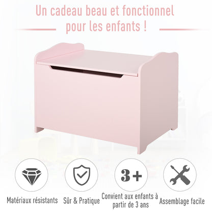 Children's Toy Chests Toy Box Storage Trunk dim. 60L x 40W x 48H cm pneumatic strut MDF pink