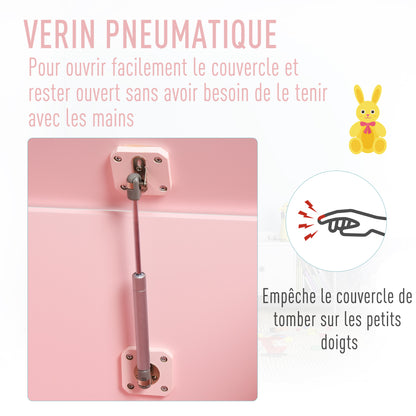 Children's Toy Chests Toy Box Storage Trunk dim. 60L x 40W x 48H cm pneumatic strut MDF pink