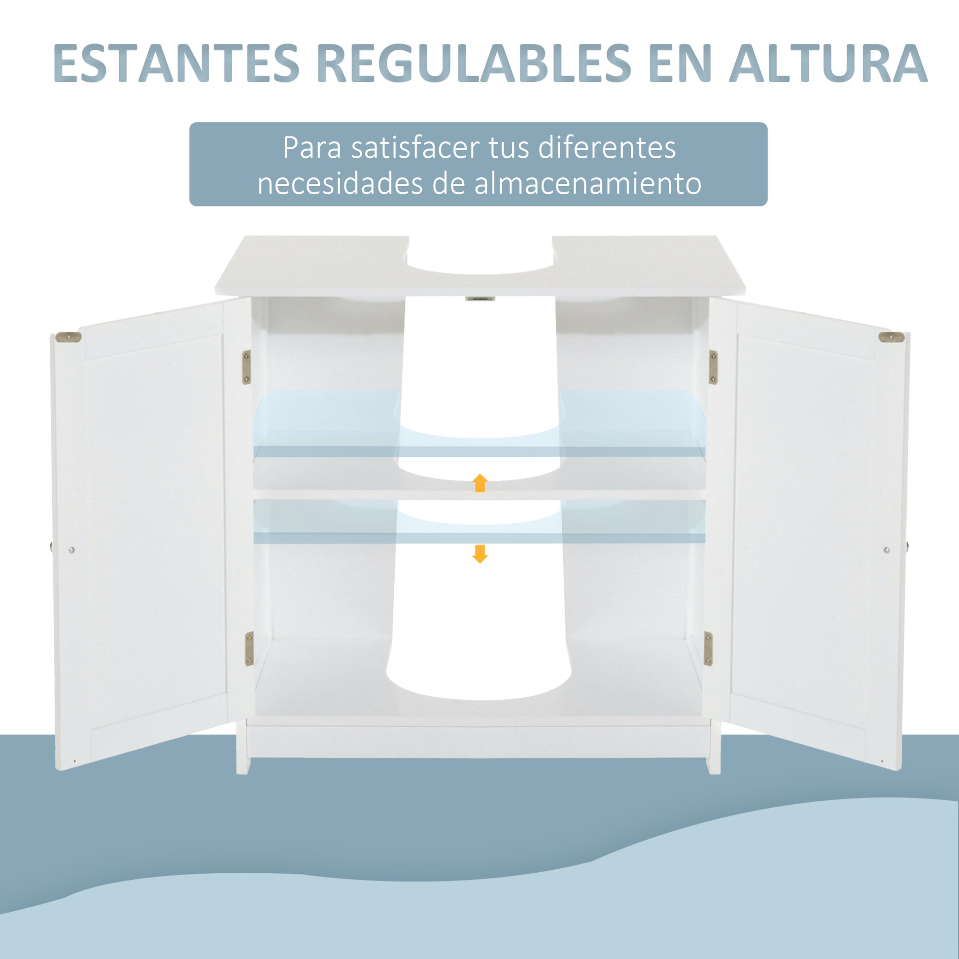 Under Sink Bathroom Cabinet Storage Unit 60x30x60cm White