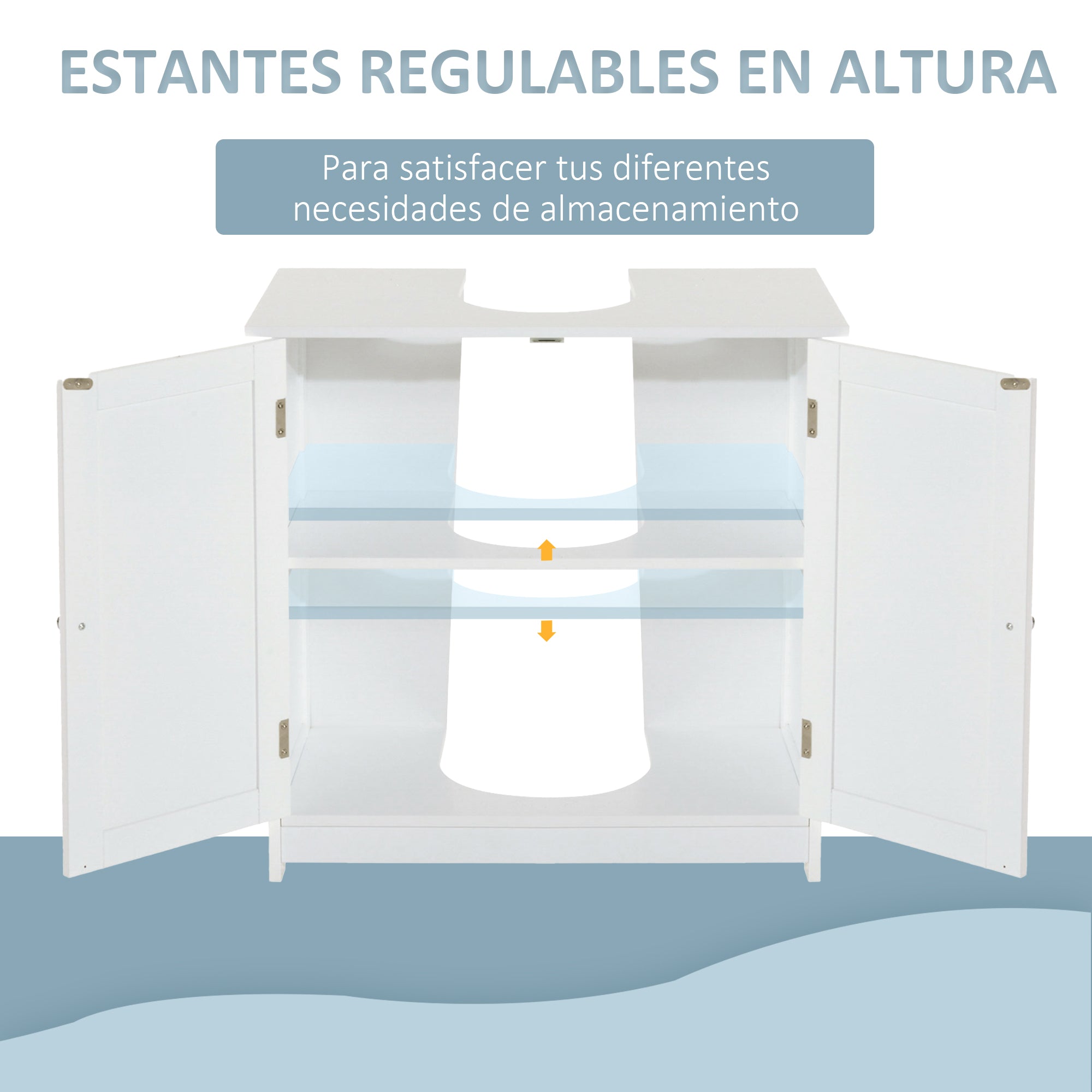 Under Sink Bathroom Cabinet Storage Unit 60x30x60cm White