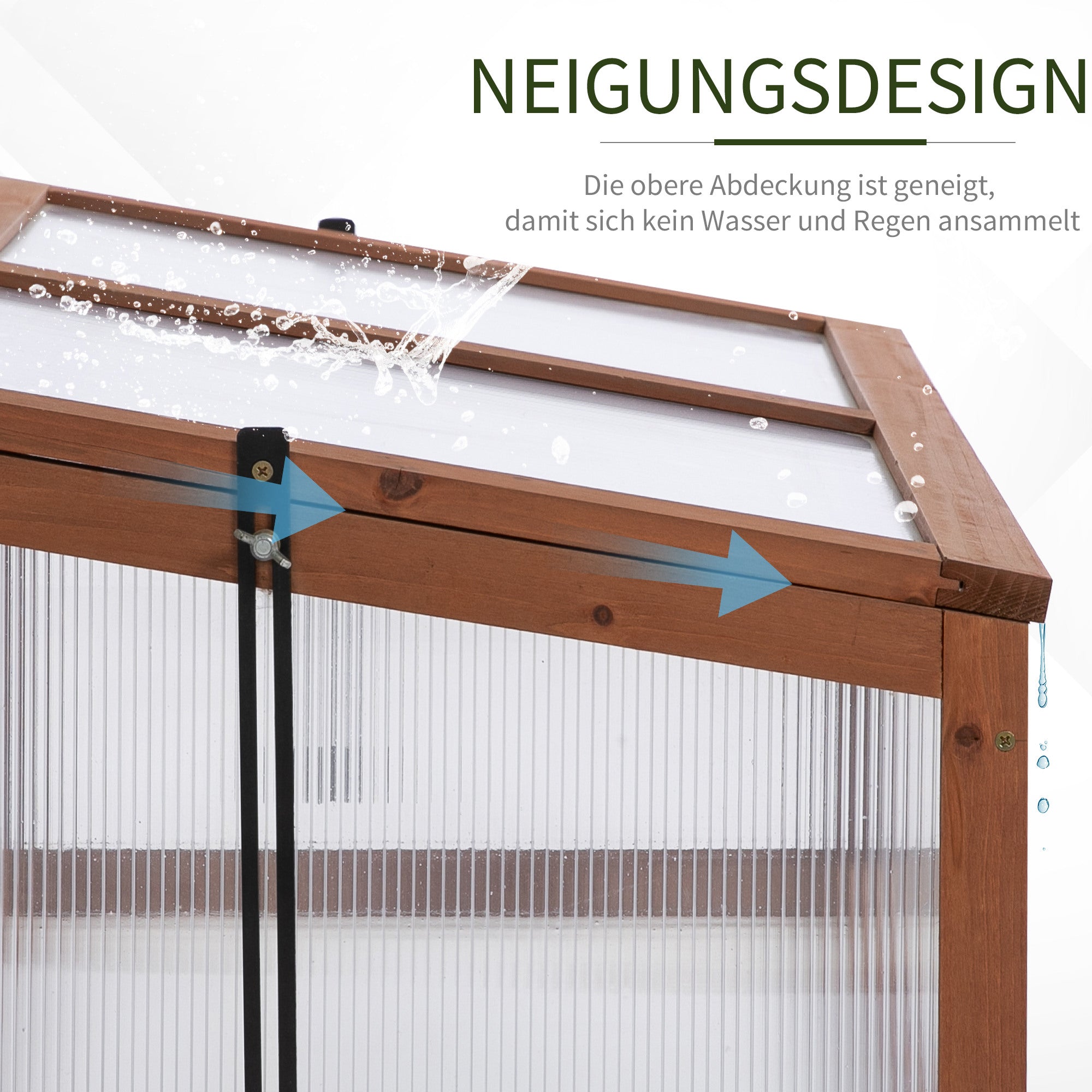 Cold Frame Wood, Mini Greenhouse 100 x 65 x 40 cm, Greenhouse with Cover, UV Protection, Light-Transmitting Cold Frame Box, Winterproof Raised Bed for Garden, Brown