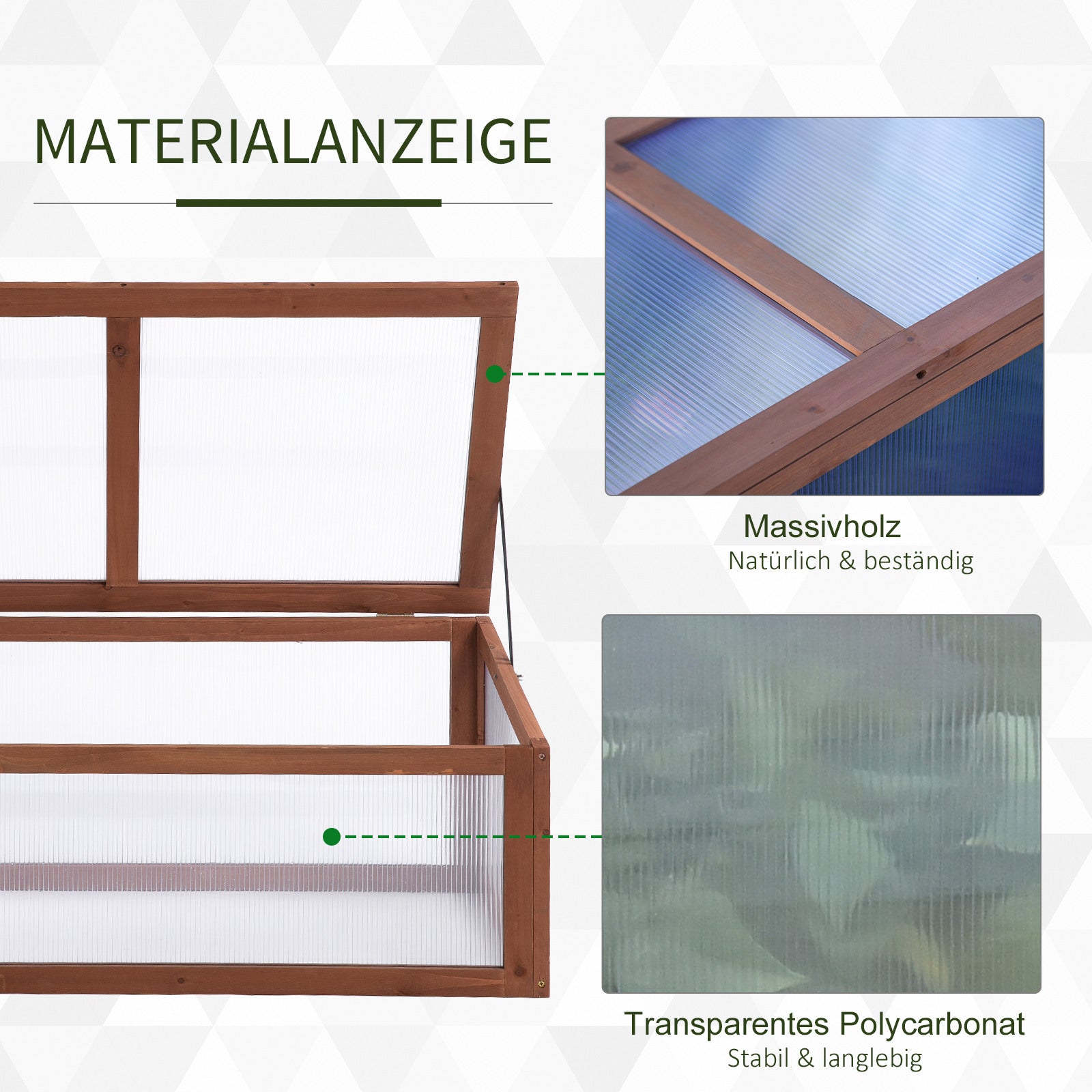 Cold Frame Wood, Mini Greenhouse 100 x 65 x 40 cm, Greenhouse with Cover, UV Protection, Light-Transmitting Cold Frame Box, Winterproof Raised Bed for Garden, Brown