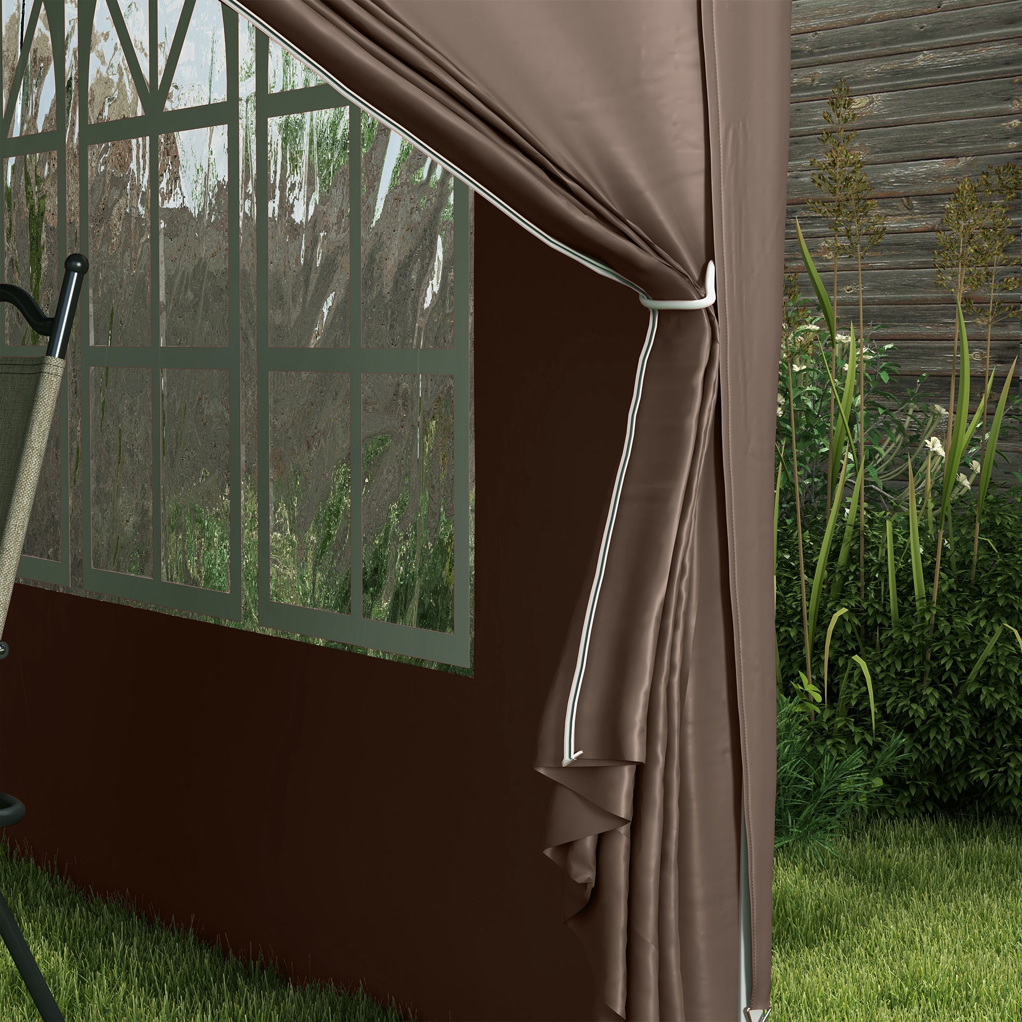 Pavilion approx. 3x3m, Waterproof Stable Winterproof Pop-up Folding Pavilion, UV Protection 50+, Foldable Party Tent Garden Tent with 4 Side Panels Bag Garden Pavilion for Camping Garden, Coffee