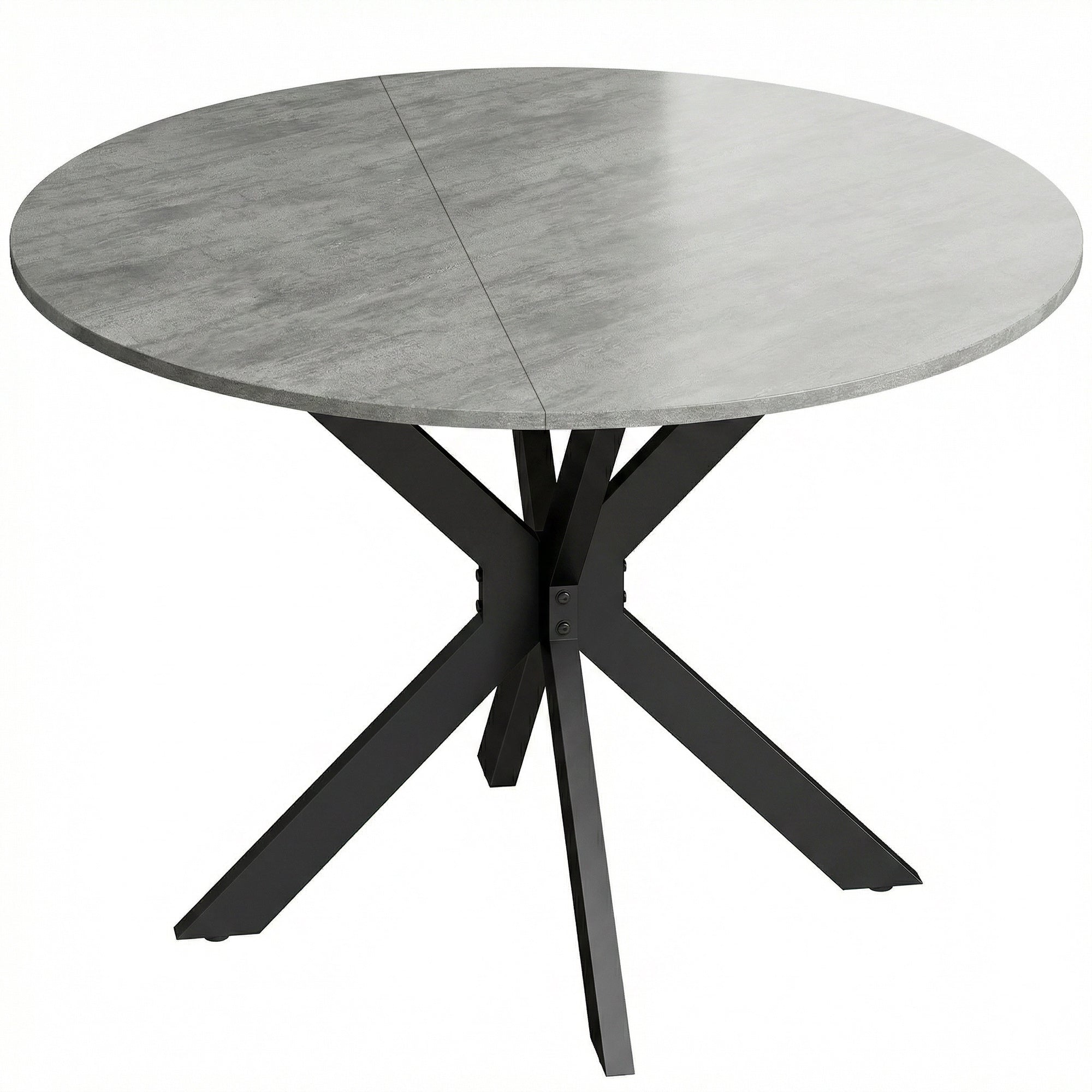 Round Folding Dining Table, Seats 2–6, Steel Spider-Leg Folding Table for Small Spaces, Dining Room, Kitchen, 43.3 x 43.3 x 29.9 in, Cement Gray
