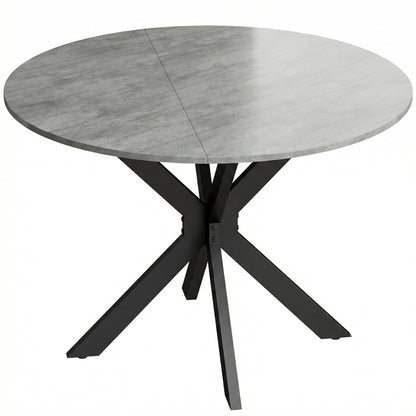 Round Folding Dining Table, Seats 2–6, Steel Spider-Leg Folding Table for Small Spaces, Dining Room, Kitchen, 43.3 x 43.3 x 29.9 in, Cement Gray