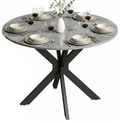 Round Folding Dining Table, Seats 2–6, Steel Spider-Leg Folding Table for Small Spaces, Dining Room, Kitchen, 43.3 x 43.3 x 29.9 in, Cement Gray