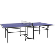 SPORTNOW Table Tennis Table, Folding Quarter Table Tennis Table with Wheels, Table Tennis Set with 2 Table Tennis Paddles, 3 Balls, Outdoor Indoor Steel, Blue, 274 x 152.5 x 75.5 cm
