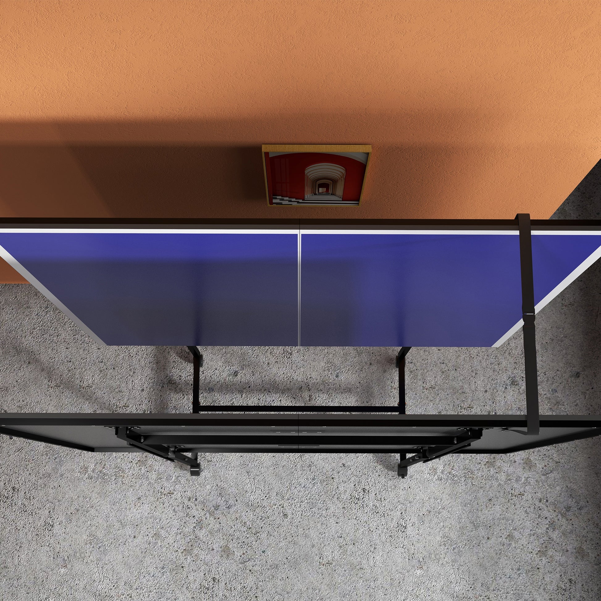 SPORTNOW Table Tennis Table, Folding Quarter Table Tennis Table with Wheels, Table Tennis Set with 2 Table Tennis Paddles, 3 Balls, Outdoor Indoor Steel, Blue, 274 x 152.5 x 75.5 cm