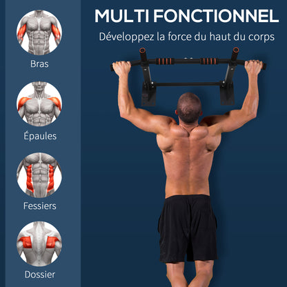 Pull-Up Bar Fitness Bar in Steel Max Load 120 kg Wall Mount 94 x 51 x 18 cm Black