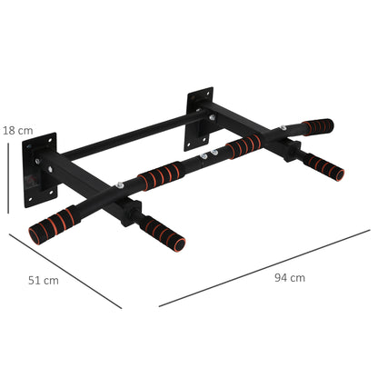 Pull-Up Bar Fitness Bar in Steel Max Load 120 kg Wall Mount 94 x 51 x 18 cm Black