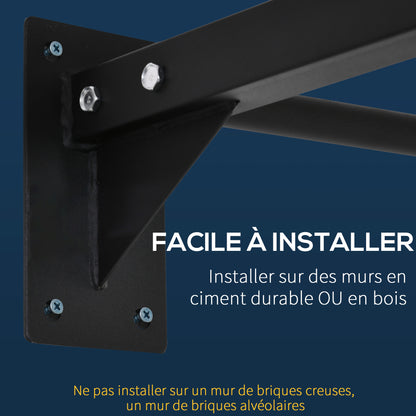 Pull-Up Bar Fitness Bar in Steel Max Load 120 kg Wall Mount 94 x 51 x 18 cm Black