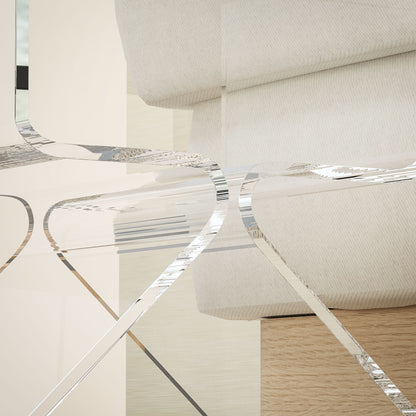 Geometric Low Coffee Table with 2 Levels and Triangular Legs, Acrylic Living Room Table, 40x30x45 cm, Transparent