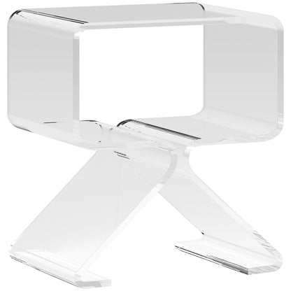 Geometric Low Coffee Table with 2 Levels and Triangular Legs, Acrylic Living Room Table, 40x30x45 cm, Transparent