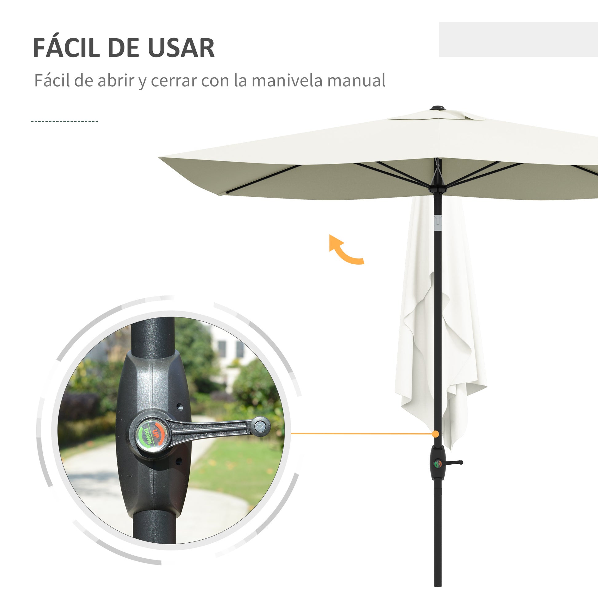 Outdoor Terrace Umbrella 3x2 m Patio Umbrella with Adjustable Angle Aluminum Mast and UV 50+ Protection Umbrella for Garden Patio Beige