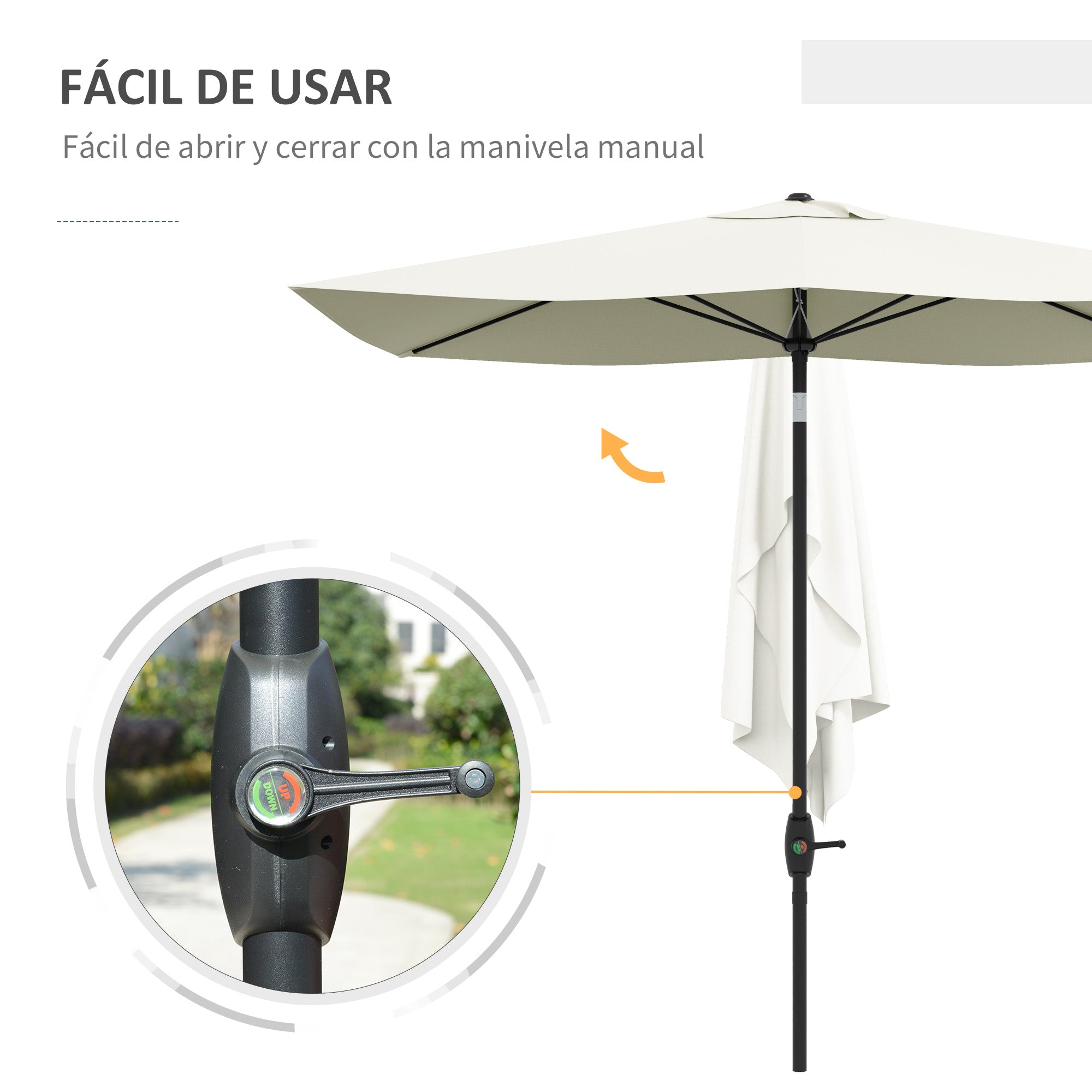 Outdoor Terrace Umbrella 3x2 m Patio Umbrella with Adjustable Angle Aluminum Mast and UV 50+ Protection Umbrella for Garden Patio Beige