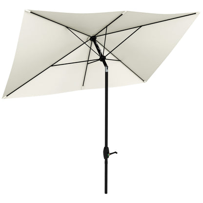 Outdoor Terrace Umbrella 3x2 m Patio Umbrella with Adjustable Angle Aluminum Mast and UV 50+ Protection Umbrella for Garden Patio Beige