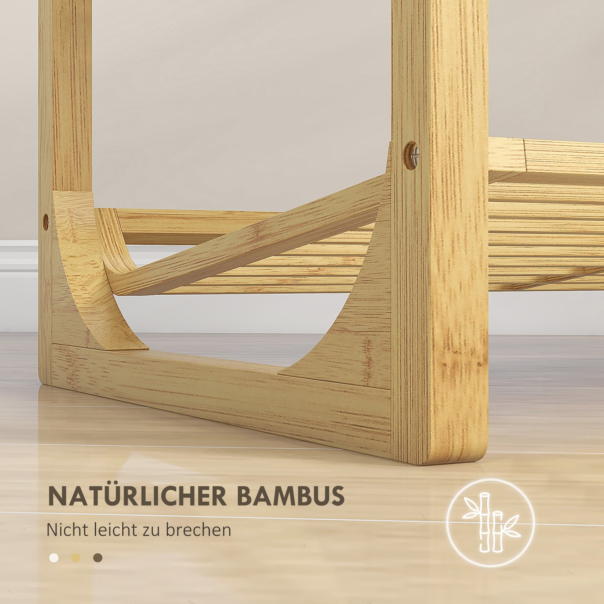 Shoe Rack, Shoe Stand with 4 Levels made of Bamboo, for max. 12 Pairs of Shoes, Shoe Shelf with Handle for Entryway, Bedroom, 76 x 33 x 67 cm, Natural