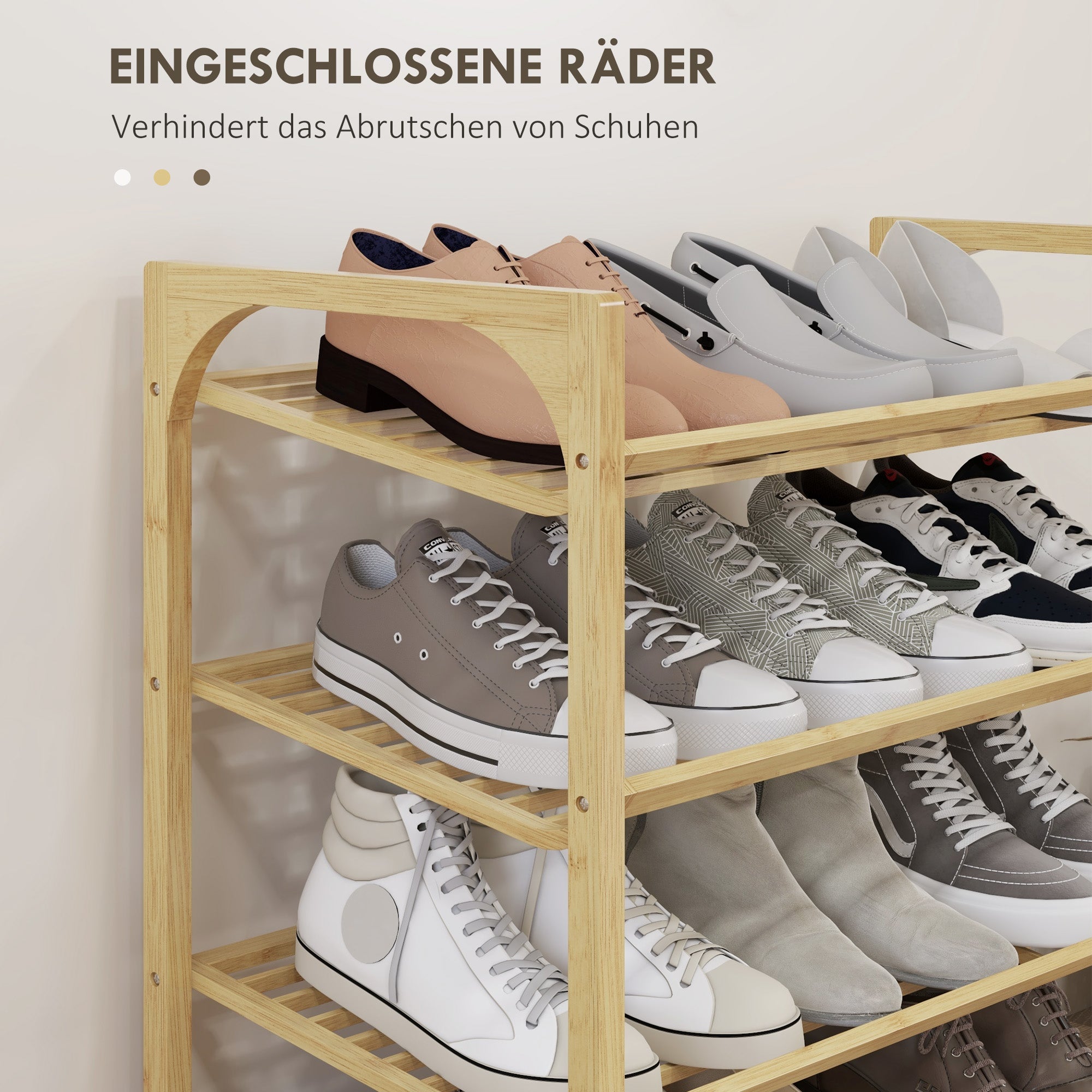 Shoe Rack, Shoe Stand with 4 Levels made of Bamboo, for max. 12 Pairs of Shoes, Shoe Shelf with Handle for Entryway, Bedroom, 76 x 33 x 67 cm, Natural