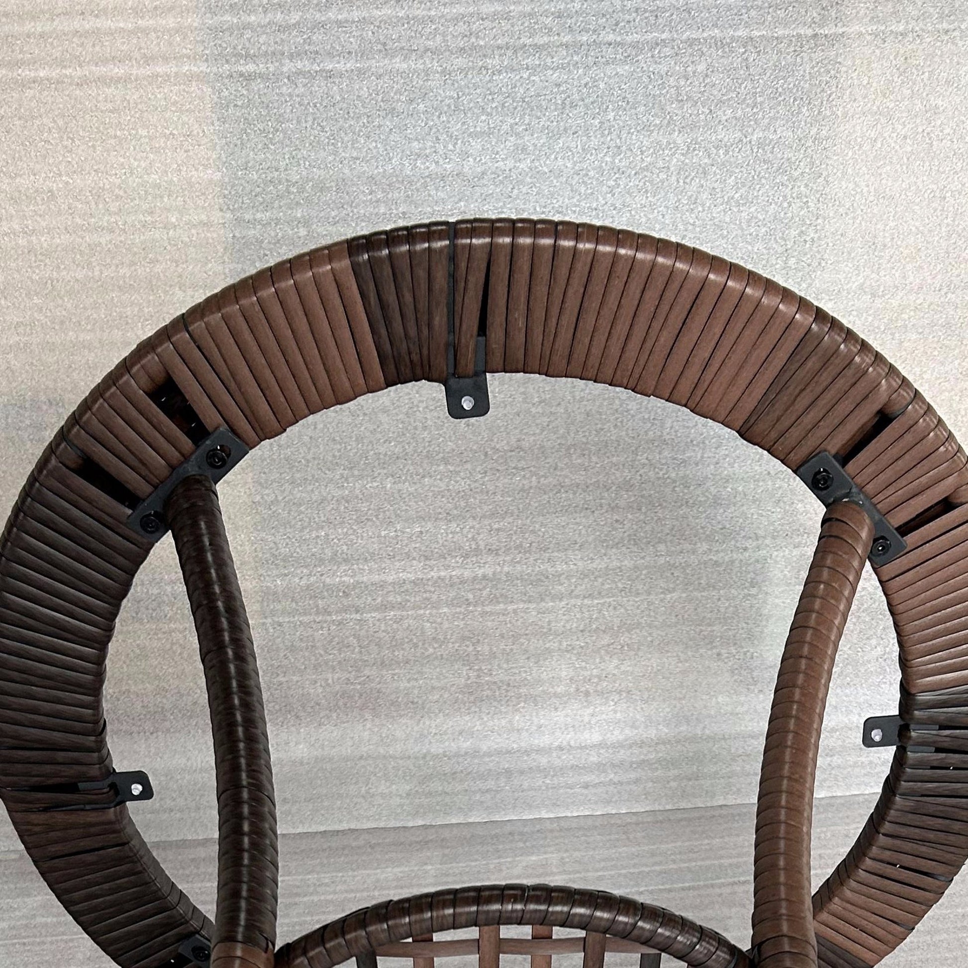 Round Rattan Table Ø64x71 cm Garden Table with Shelf Steel Frame and Glass Top Load 50 kg for Terrace Patio Brown