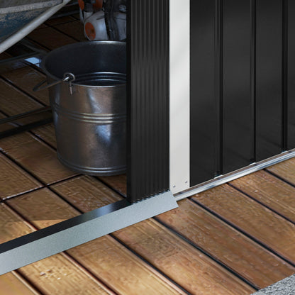 Outdoor Garden Shed 3.6m² 236x174x190 cm Gray Garden Shed with 2 Sliding Doors Sloping Roof and 4 Windows for Patio Terrace