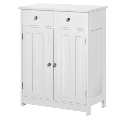 Bathroom Storage Cabinet Bathroom Cabinet with 2 Drawers 2 Doors and Adjustable Shelf Modern Style for Shower Bedroom 60x30x75 cm White