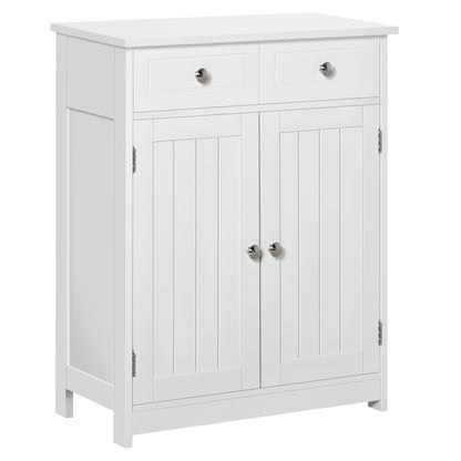 Bathroom Storage Cabinet Bathroom Cabinet with 2 Drawers 2 Doors and Adjustable Shelf Modern Style for Shower Bedroom 60x30x75 cm White