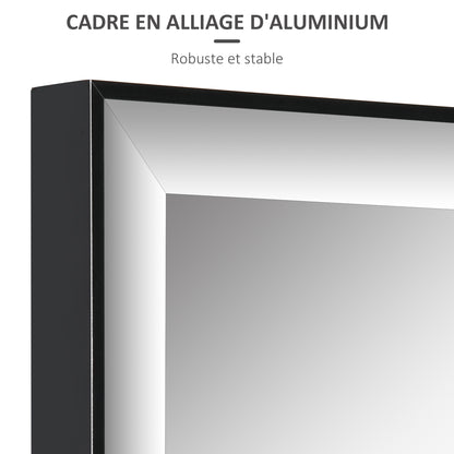 Wall Mirror 120L x 35W cm - Shatterproof Safety Film, Included Attaching System - Black Aluminum Alloy Frame