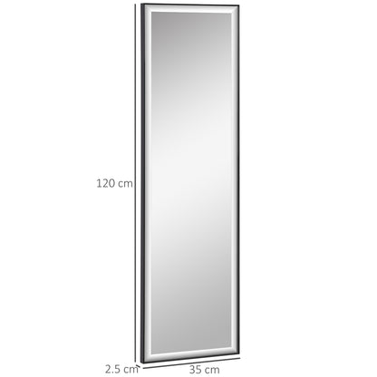 Wall Mirror 120L x 35W cm - Shatterproof Safety Film, Included Attaching System - Black Aluminum Alloy Frame