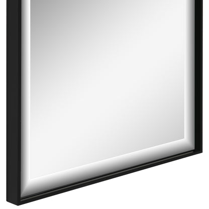 Wall Mirror 120L x 35W cm - Shatterproof Safety Film, Included Attaching System - Black Aluminum Alloy Frame