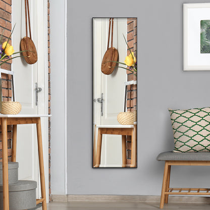 Wall Mirror 120L x 35W cm - Shatterproof Safety Film, Included Attaching System - Black Aluminum Alloy Frame