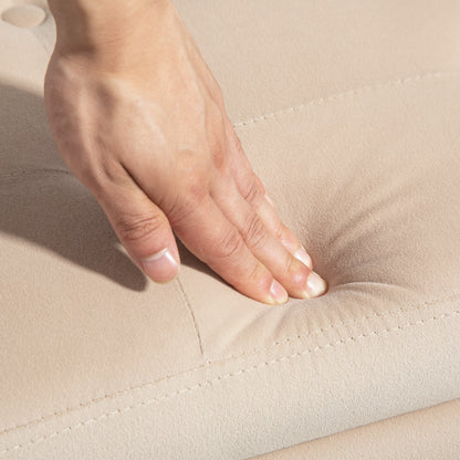 Bench with Storage Armrests Upholstered Bench with Velvet Look, Storage Chest with Wooden Legs, Entryway Bench for Living Room Bedroom Hallway 107 x 42 x 65 cm, Beige