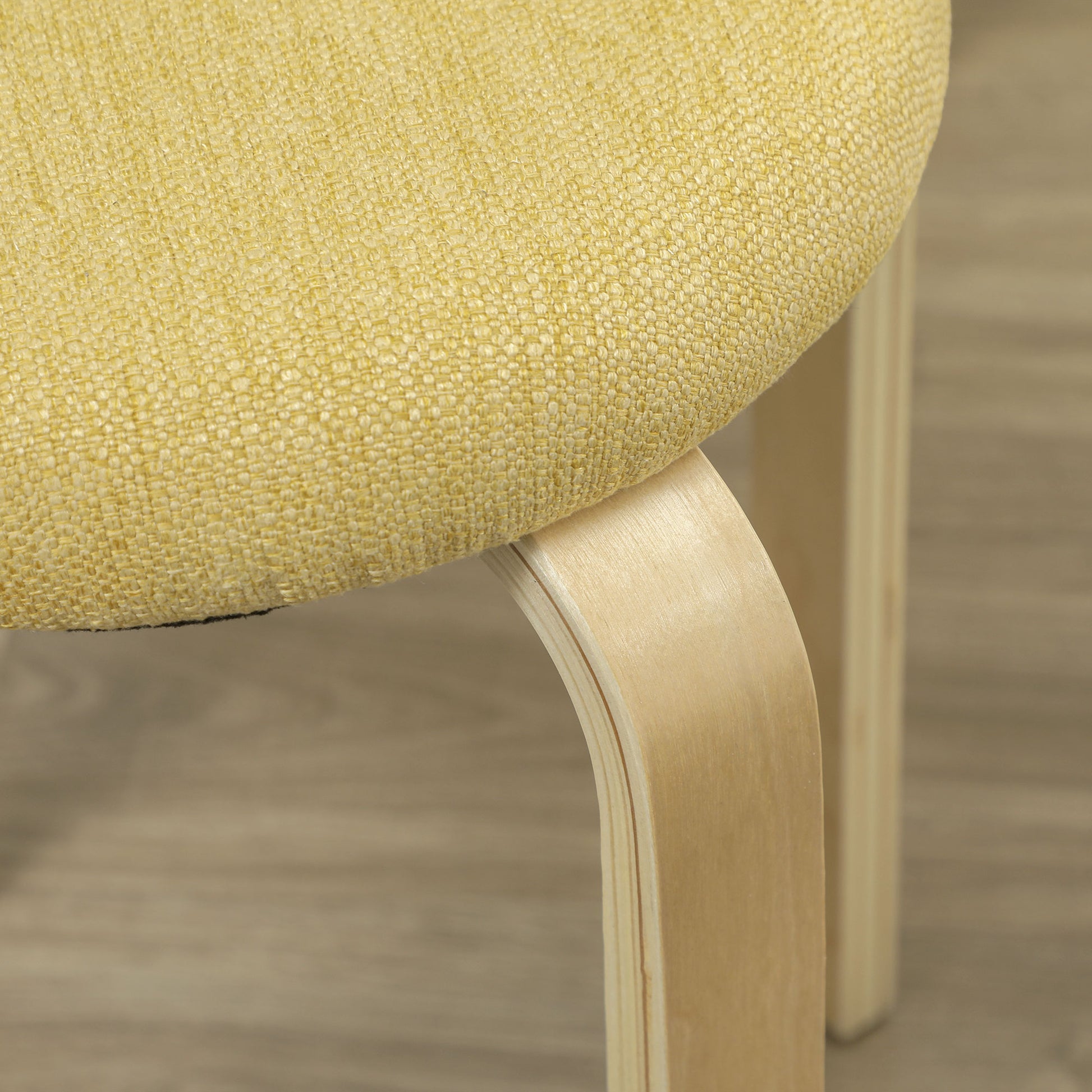Set of 4 Stackable Round Kitchen Low Stools with Padded Seat for Dining Room Bedroom Office Living Room Yellow and Natural
