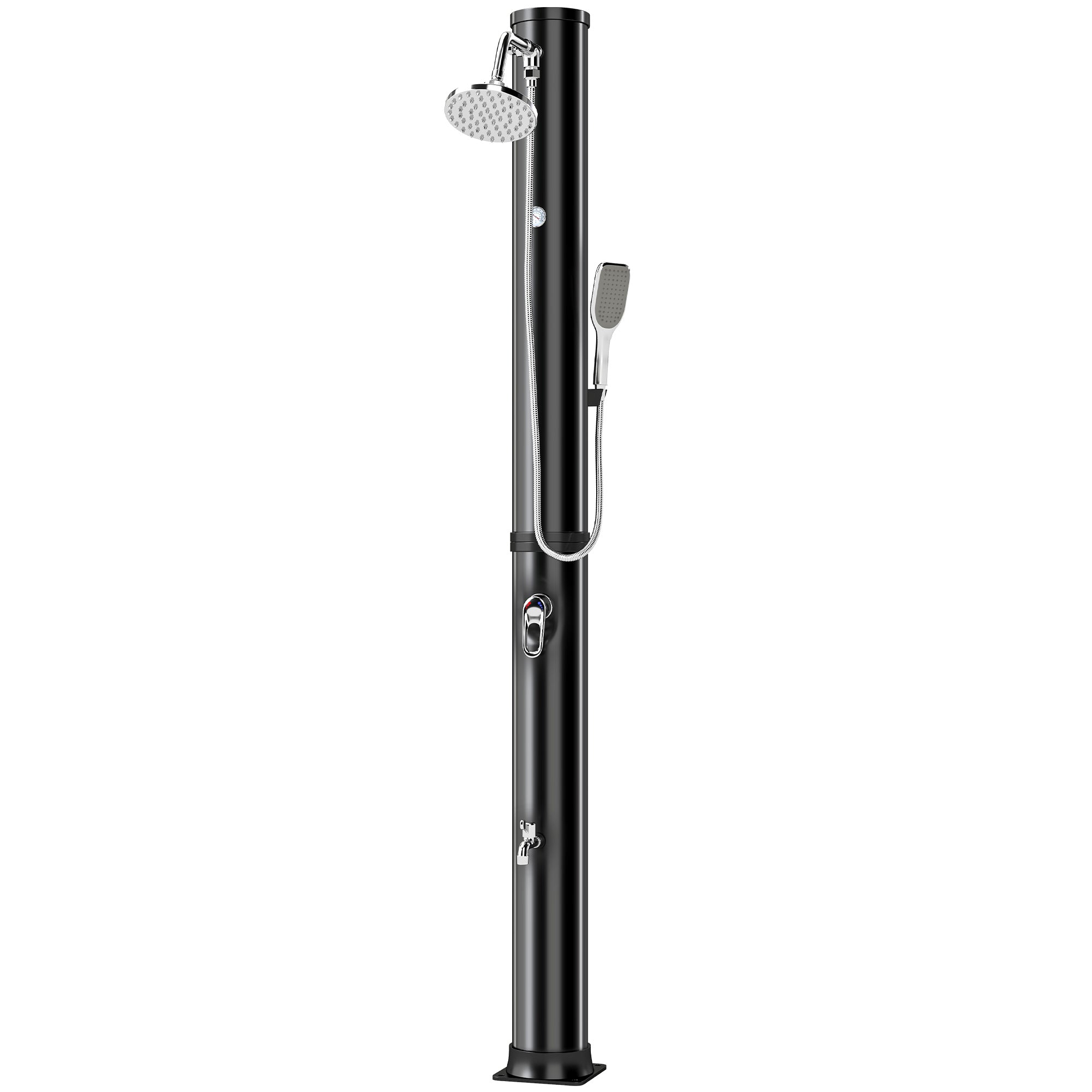 40L Solar Garden Shower with Handheld & Overhead Shower, Adjustable Temp up to 140°F, No Electricity – Outdoor Pool Shower
