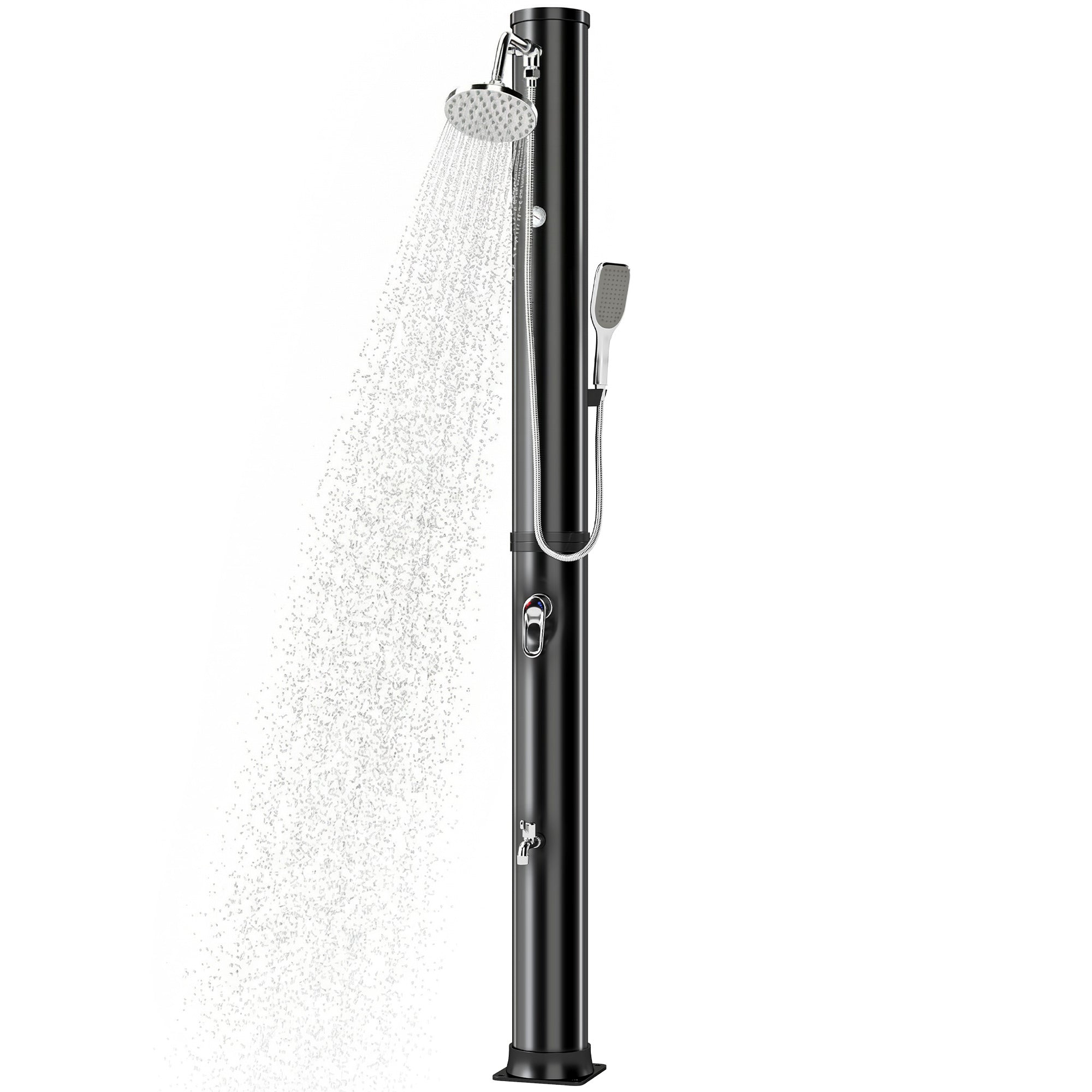 40L Solar Garden Shower with Handheld & Overhead Shower, Adjustable Temp up to 140°F, No Electricity – Outdoor Pool Shower