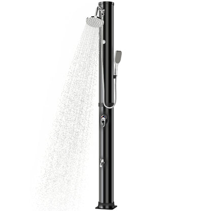 40L Solar Garden Shower with Handheld & Overhead Shower, Adjustable Temp up to 140°F, No Electricity – Outdoor Pool Shower