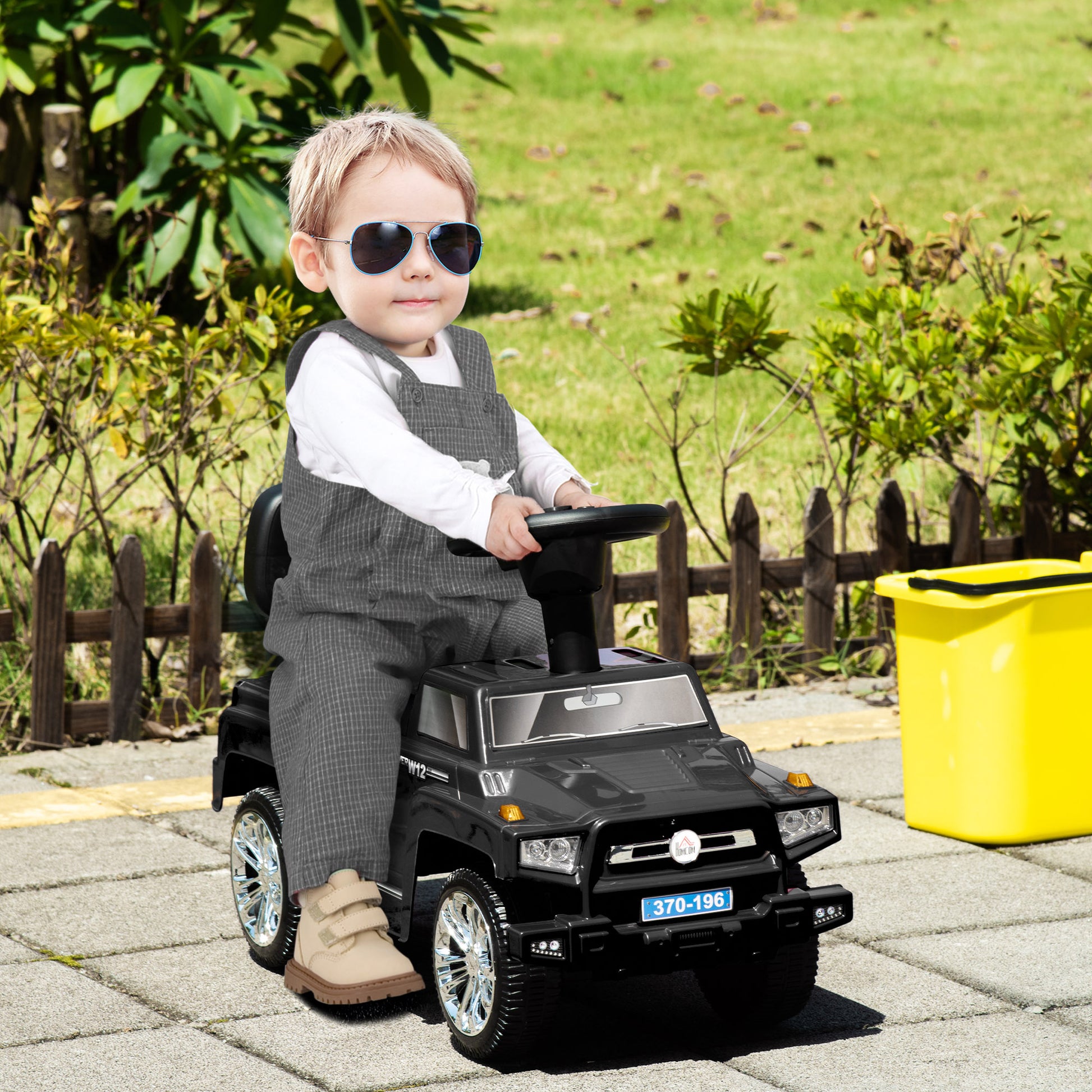 Off-Road Ride-On Toy Car for Children, Kids Car with Lights and Music, Age 18-36 Months, 68x30.5x41.5cm, Black