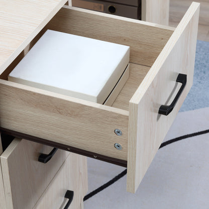 Desk with Storage, Computer Table 120 x 50 cm, Computer Desk with Shelves and Drawers, for Small Spaces, Bedroom, Natural Wood