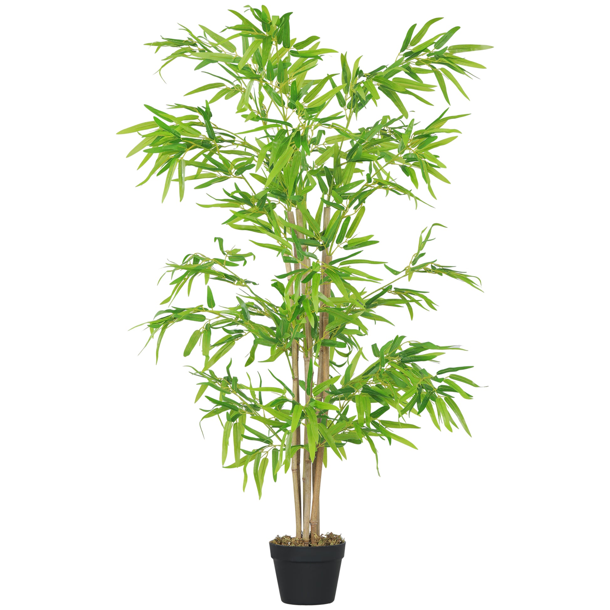 Artificial Bamboo Large 150cm Fake Plant, Plastic Artificial Plants in Pot, Bamboo Plant Faux like real with artificial moss for living room bedroom office garden modern decoration