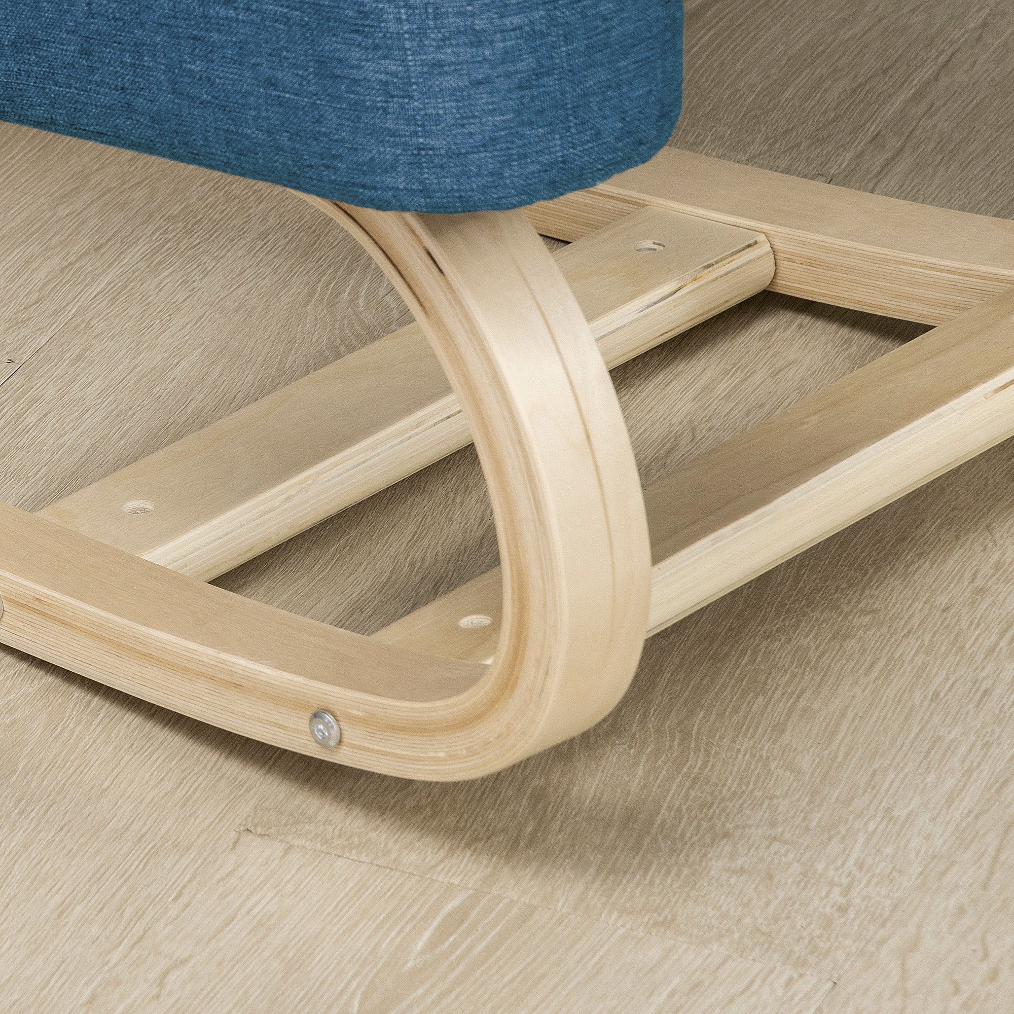 Ergonomic Kneeling Chair in Birch Wood, Posture Chair with Foam and Polyester Cushion for Home and Office, Blue