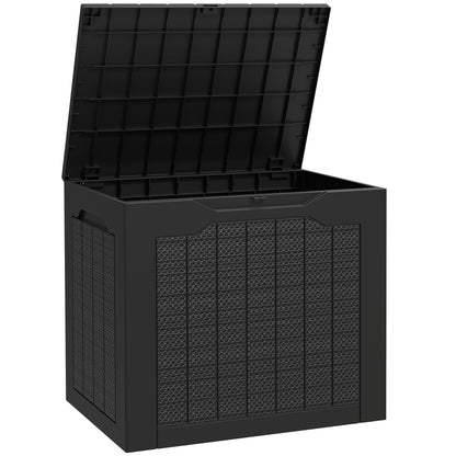 Garden Storage Box 93L with Recessed Handles, Waterproof Outdoor Box for Garden and Patio Storage, 56 x 41 x 50 cm, Black