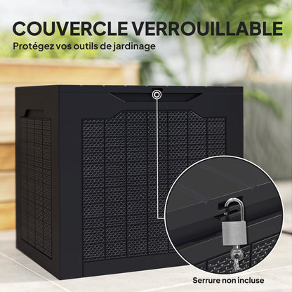 Garden Storage Box 93L with Recessed Handles, Waterproof Outdoor Box for Garden and Patio Storage, 56 x 41 x 50 cm, Black
