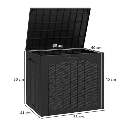 Garden Storage Box 93L with Recessed Handles, Waterproof Outdoor Box for Garden and Patio Storage, 56 x 41 x 50 cm, Black